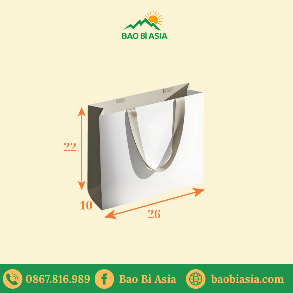 TK18 Túi Kraft có quai lụa cao cấp 26×10×22