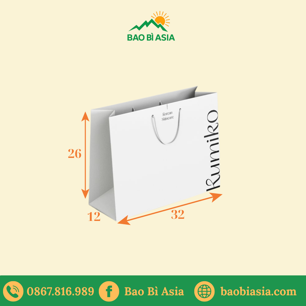 TK19 Túi Kraft trắng cao cấp 26×12×32