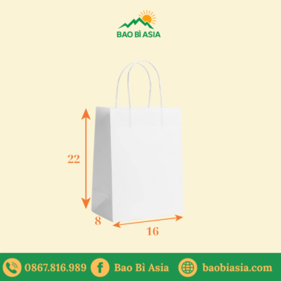 TK26 Túi Kraft trắng trơn 16×8×22