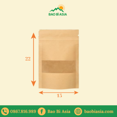 TK30 Túi Kraft zipper trơn 250g 15×22