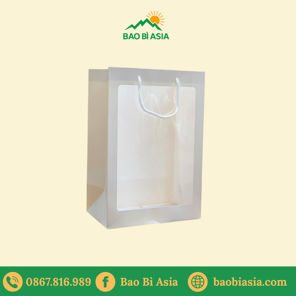 TQ09 Túi giấy đựng quà có cửa sổ mica trong suốt 25 x 12 x 30 cm