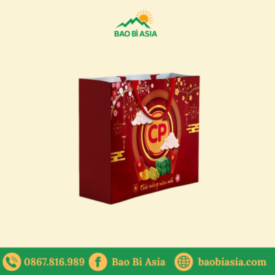 TQ11 Túi giấy quà Tết in logo thương hiệu 22 x 9 x 27 cm