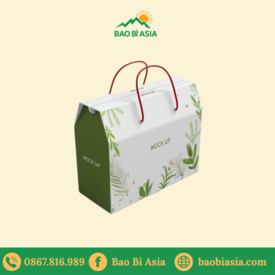 TQ14 Túi giấy dạng hộp nắp gập phối dây ruy băng to bản 28 x 12 x 35 cm