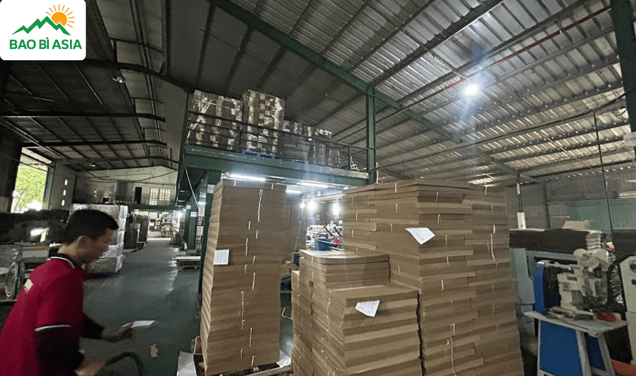 Hình ảnh bao bì thùng Carton tại xưởng Bao Bì Asia