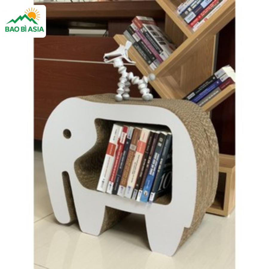 Kệ sách hình con voi bằng giấy