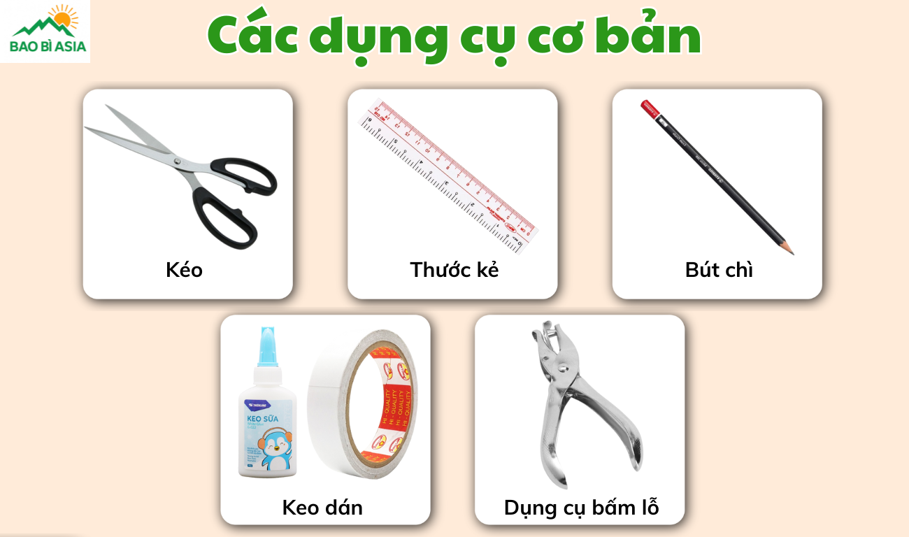 Các dụng cụ cơ bản cần có để làm túi giấy