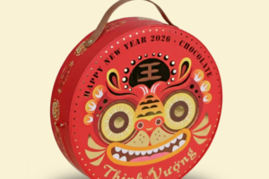 HQT05 - Hộp Đựng Quà Tết Tròn Đỏ Thịnh Vượng