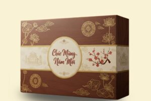 HQT07 - Hộp Đựng Quà Tết Hoạ Tiết Vân Gỗ