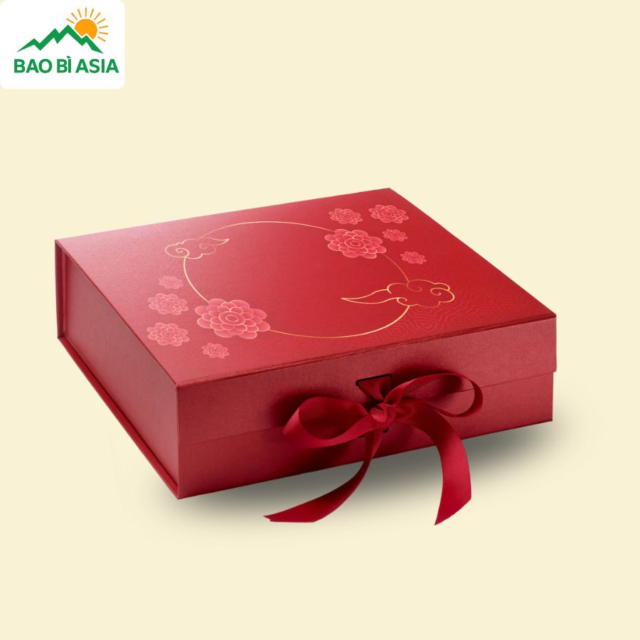 HQT11 - Hộp Đựng Quà Tết Trơn Đỏ May Mắn