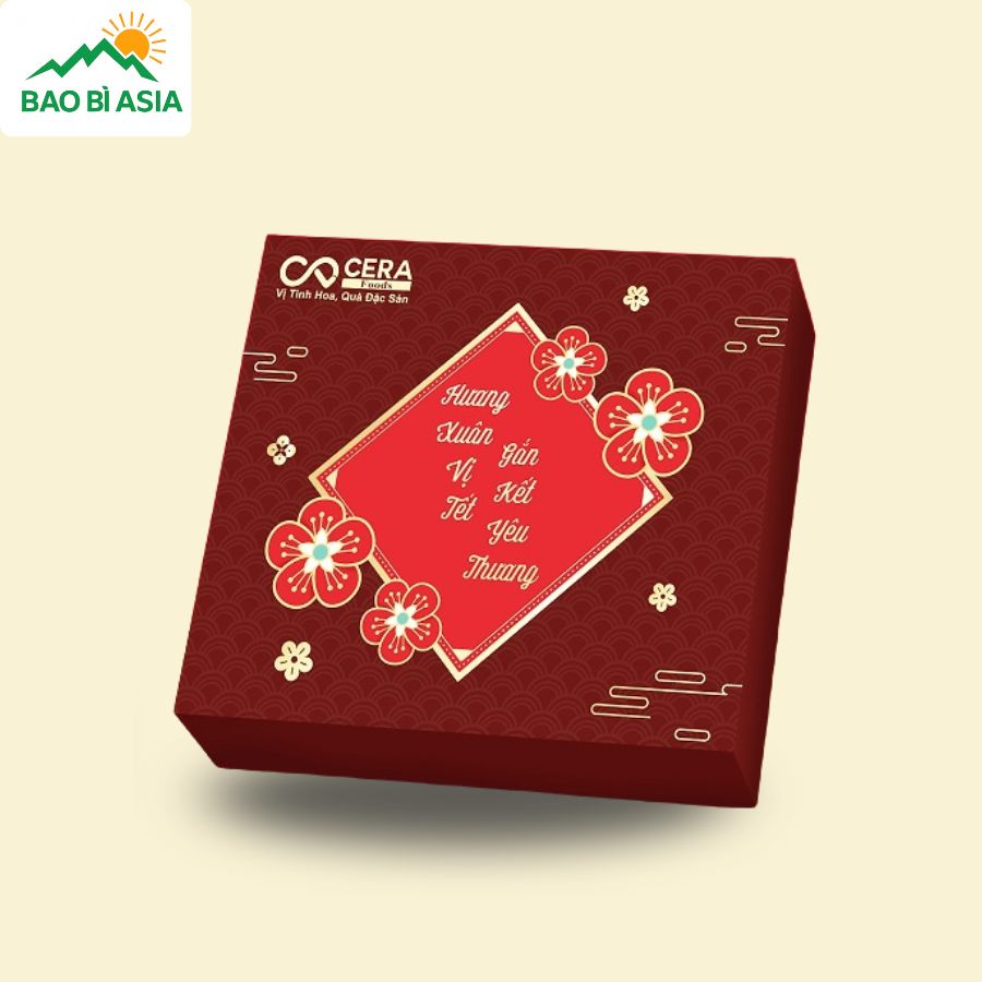 HQT16 - Hộp Đựng Quà Tết Nhung Đỏ Cao Cấp