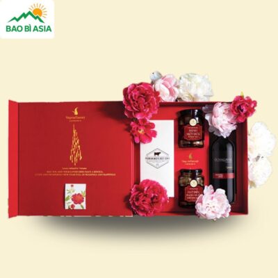HQT17 - Hộp Đựng Quà Tết Gấm Hoa Vương Giả