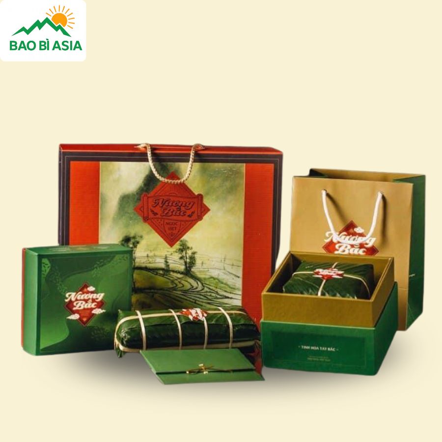 HQT20 - Hộp Đựng Quà Tết Bánh Chưng Xanh