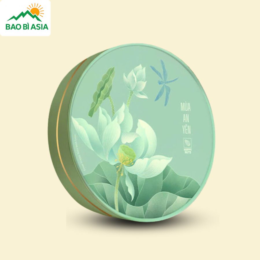 HQT01 - Hộp Đựng Quà Tết Tròn Hoa Sen