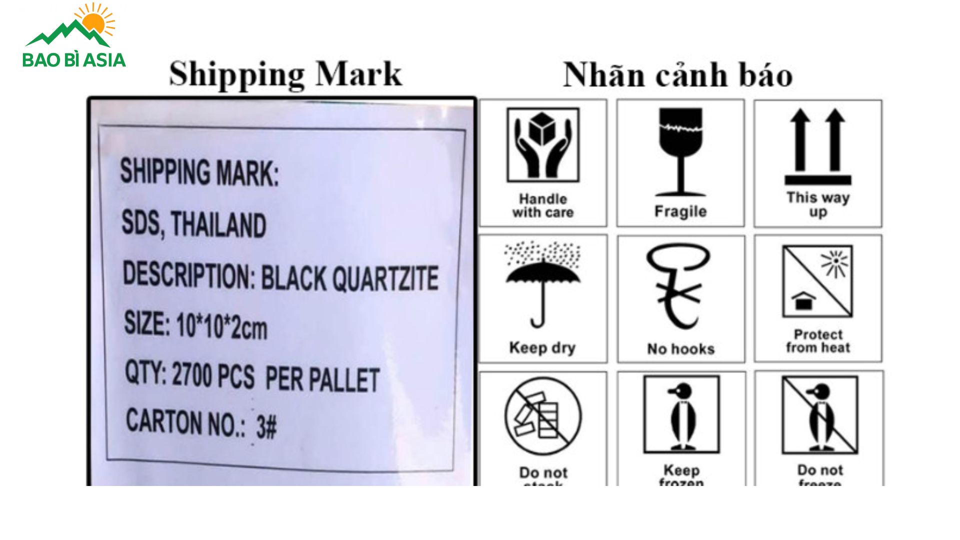 Một số nhãn cảnh báo trong Shipping Mark