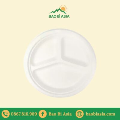 ĐG07 - Đĩa giấy bã mía tròn 25 cm - 3 ngăn