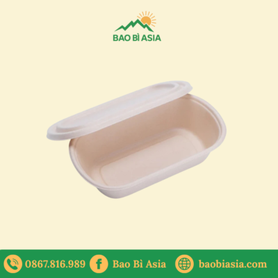 Hộp bã mía 1 ngăn hình oval 800ml