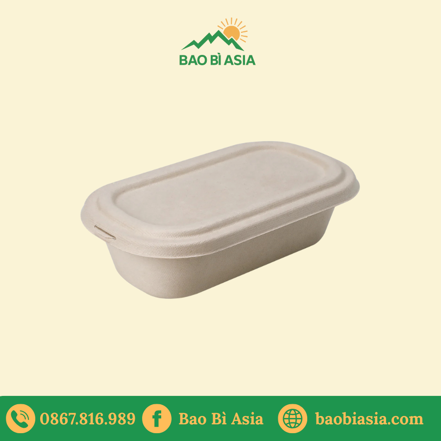 Hộp bã mía 1 ngăn nắp bã mía 700ml