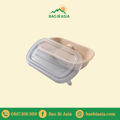 Hộp bã mía 1 ngăn nắp PET 700ml