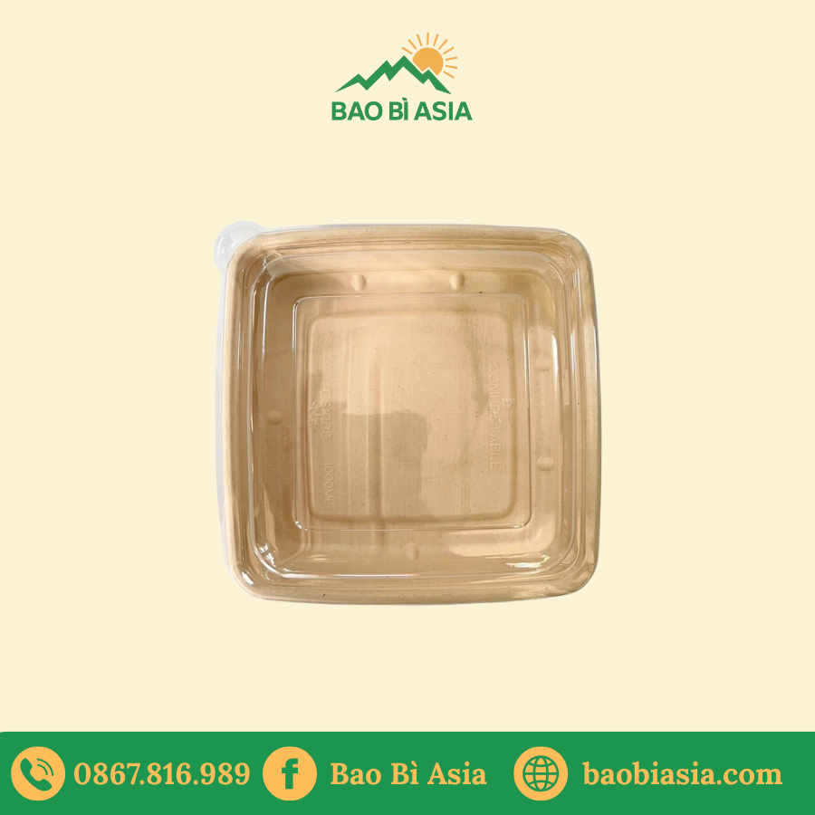 Hộp bã mía 1200ml nắp PET