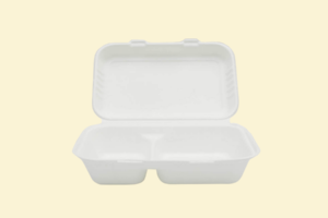 Hộp bã mía 2 ngăn 800ml nắp liền