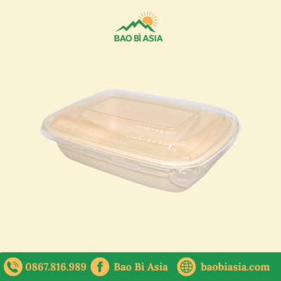 Hộp bã mía 750ml nắp nhựa PP