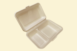 Hộp bã mía chữ nhật 2 ngăn 1000ml kèm nắp