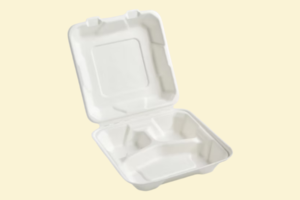 Hộp bã mía chữ nhật 3 ngăn 900ml kèm nắp bã mía