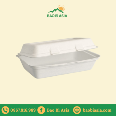 Hộp bã mía nắp liền 1 ngăn 1000ml