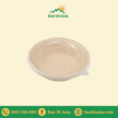 Hộp bã mía tròn 850ml nắp nhựa PP