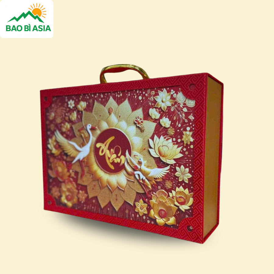 Hộp quà Tết đỏ kim sang trọng