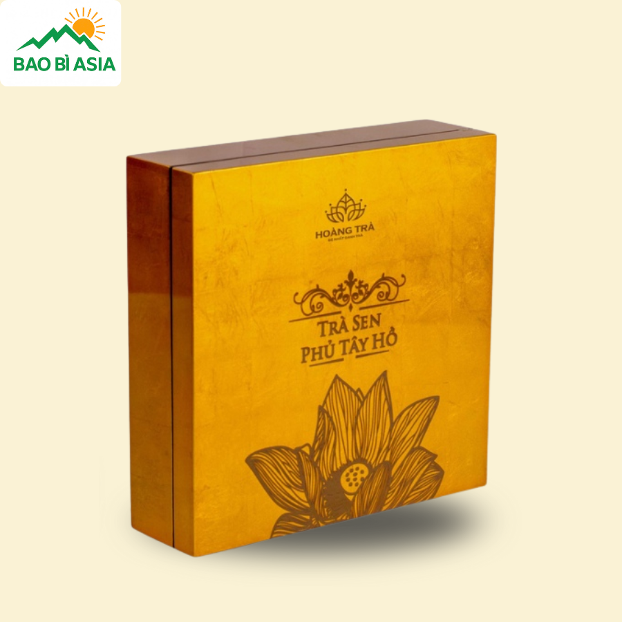 HQT23 - Hộp Đựng Quà Tết Hoa Sen Vàng