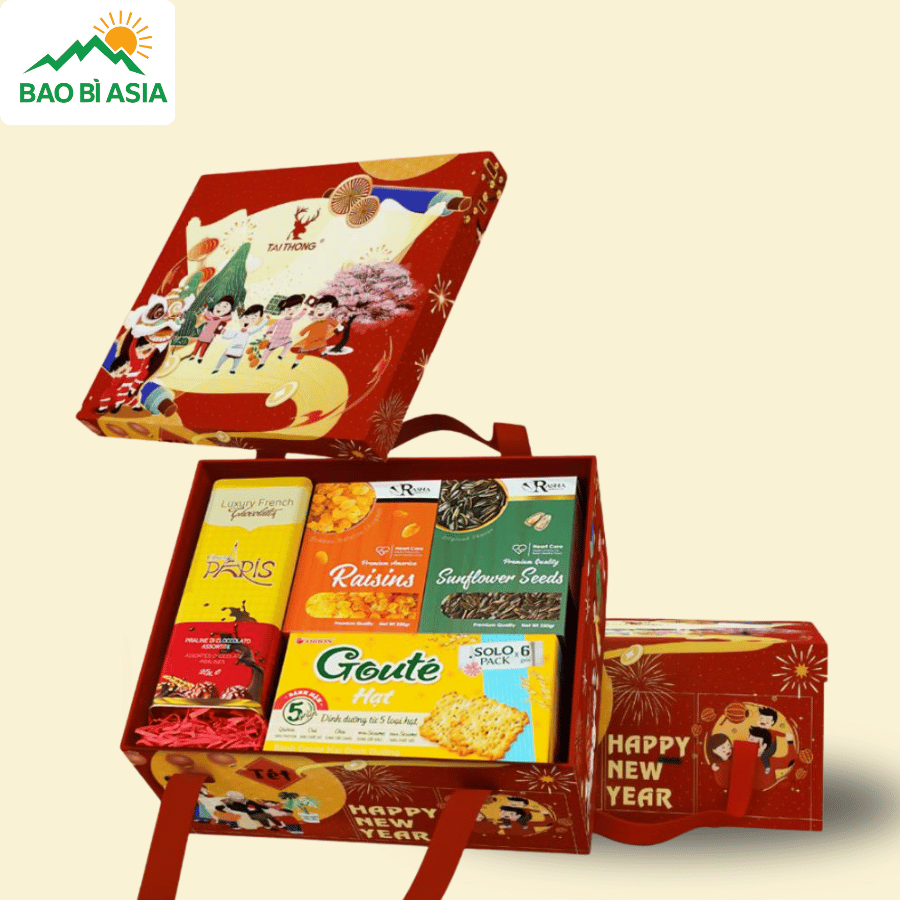 HQT28 - Hộp Đựng Quà Tết Tết Sum Vầy