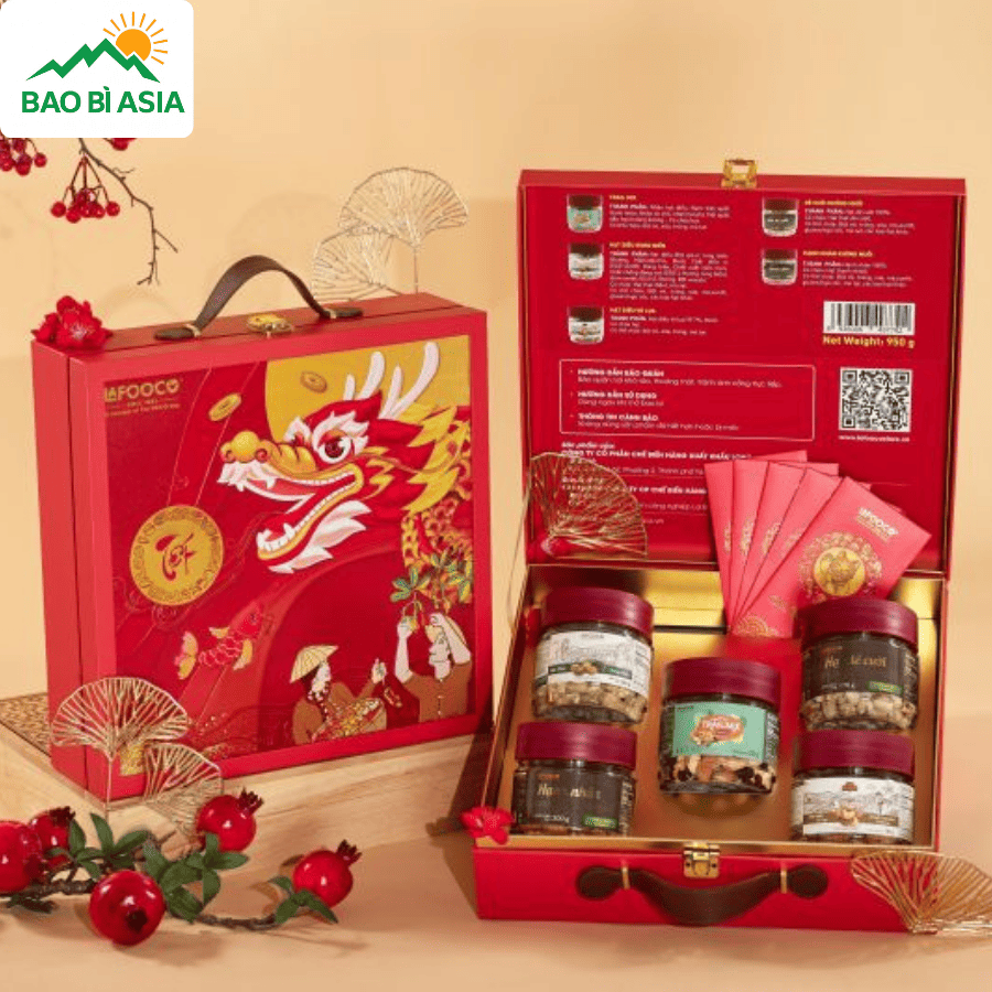 Thiết kế hộp giấy quà Tết hình chibi mẫu 3