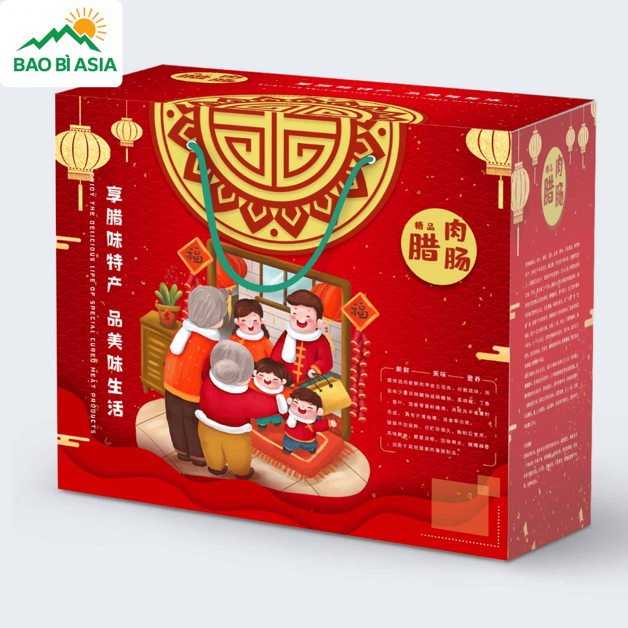 Thiết kế hộp giấy quà Tết hình chibi mẫu 7