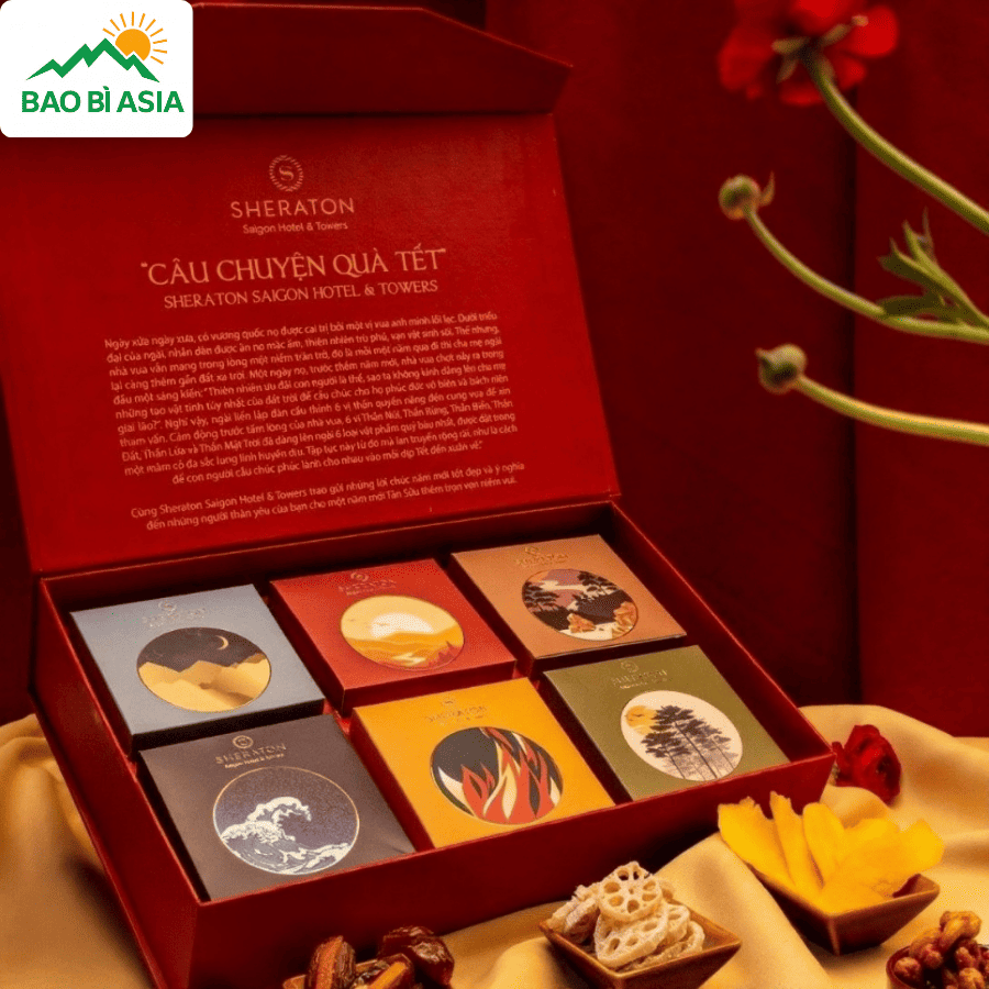 Thiết kế hộp giấy quà Tết truyền thống mẫu 3