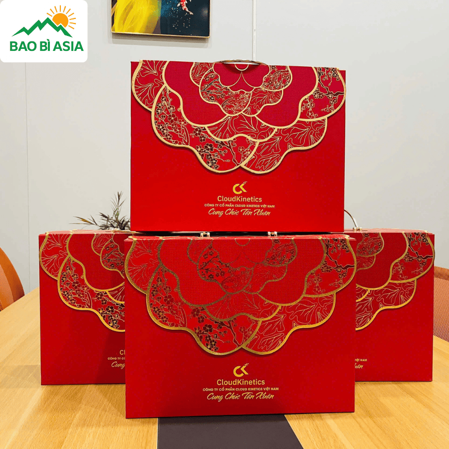 Thiết kế hộp quà Tết kiểu tối giản mẫu 1