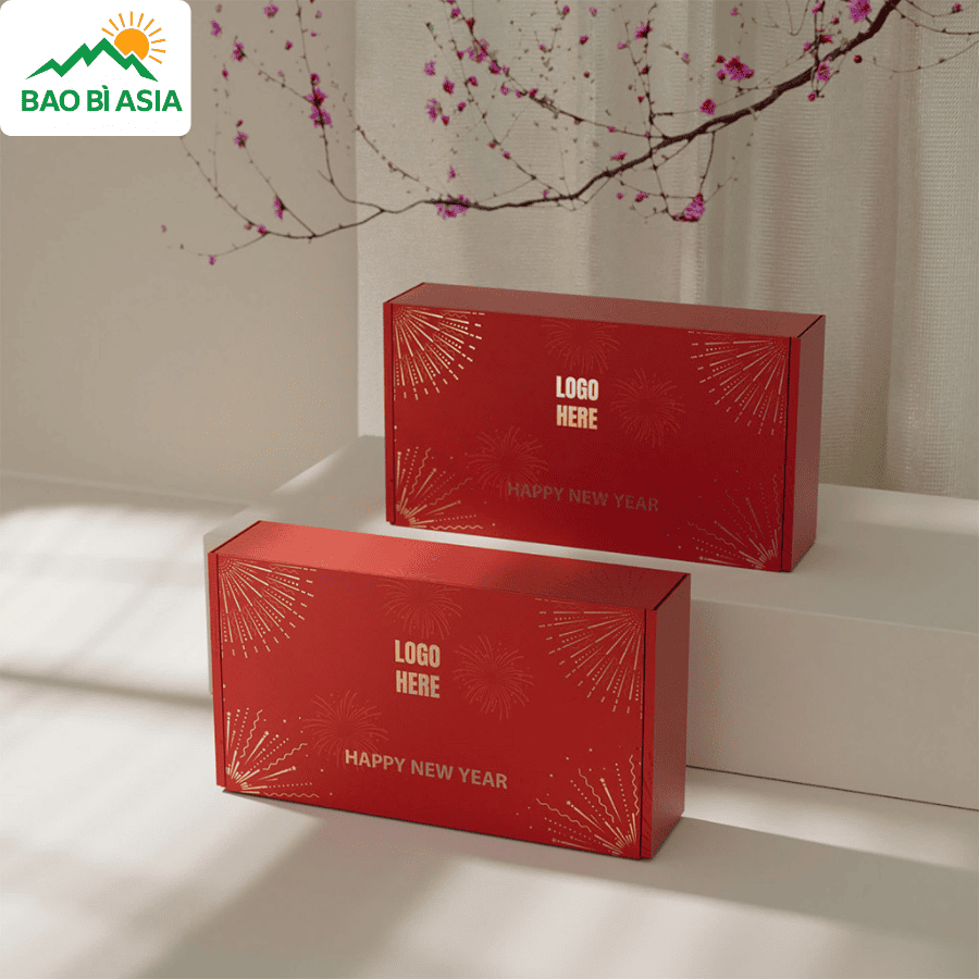 Thiết kế hộp quà Tết kiểu tối giản mẫu 3