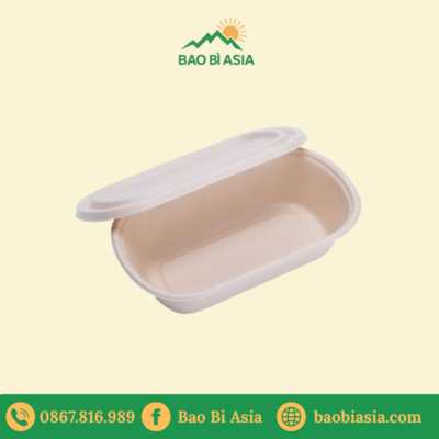 Tô bã mía nâu Oval 850ml + nắp giấy (không nóng)