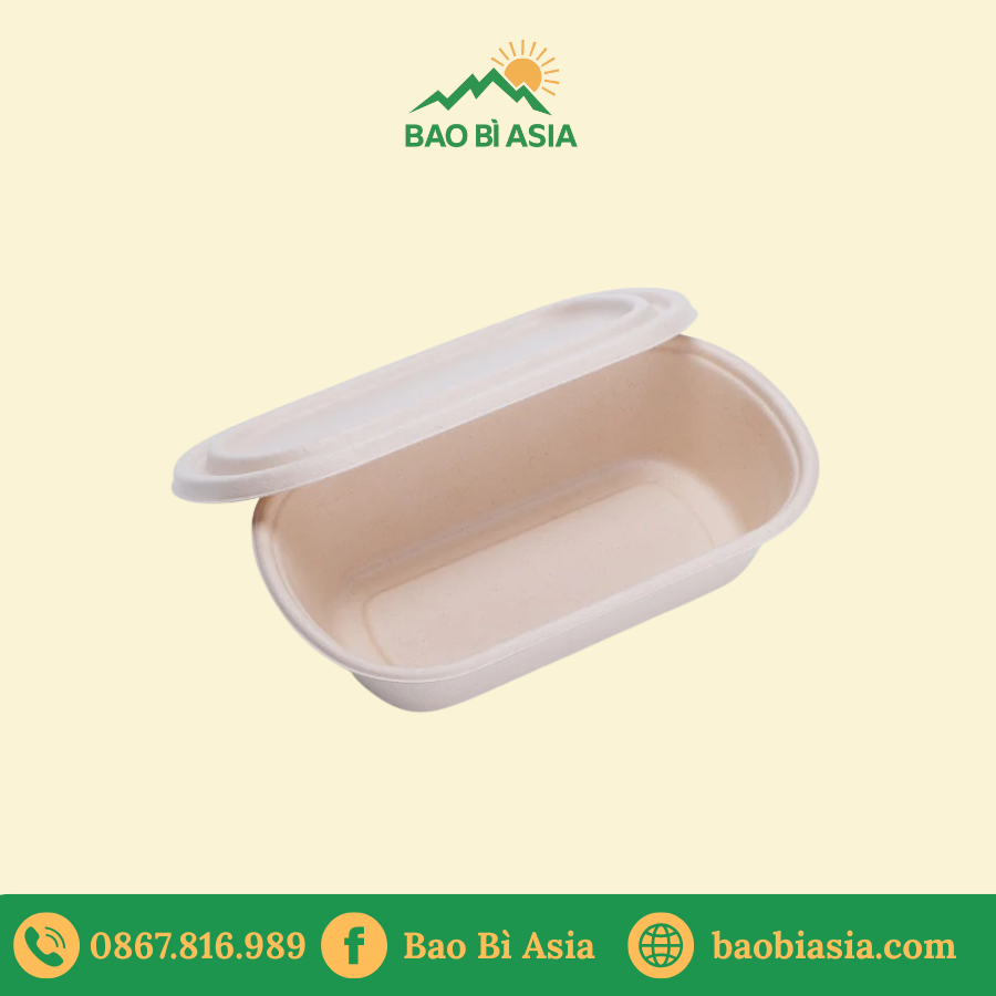 Tô bã mía nâu Oval 850ml + nắp giấy (không nóng)