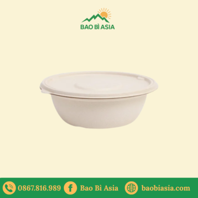 Tô bã mía nâu tròn 850ml + nắp giấy (không nóng)