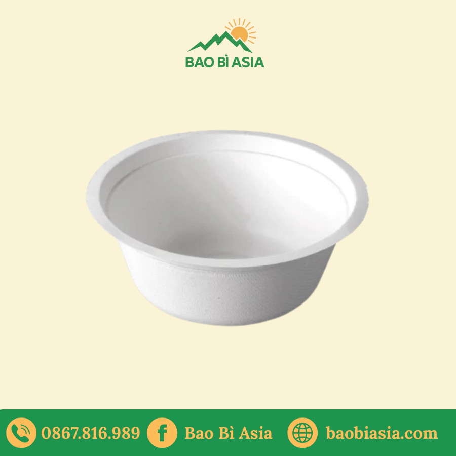 Tô bã mía trắng tròn 1000ml (không nắp)