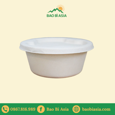 Tô bã mía trắng tròn 1000ml + nắp giấy (không nóng)