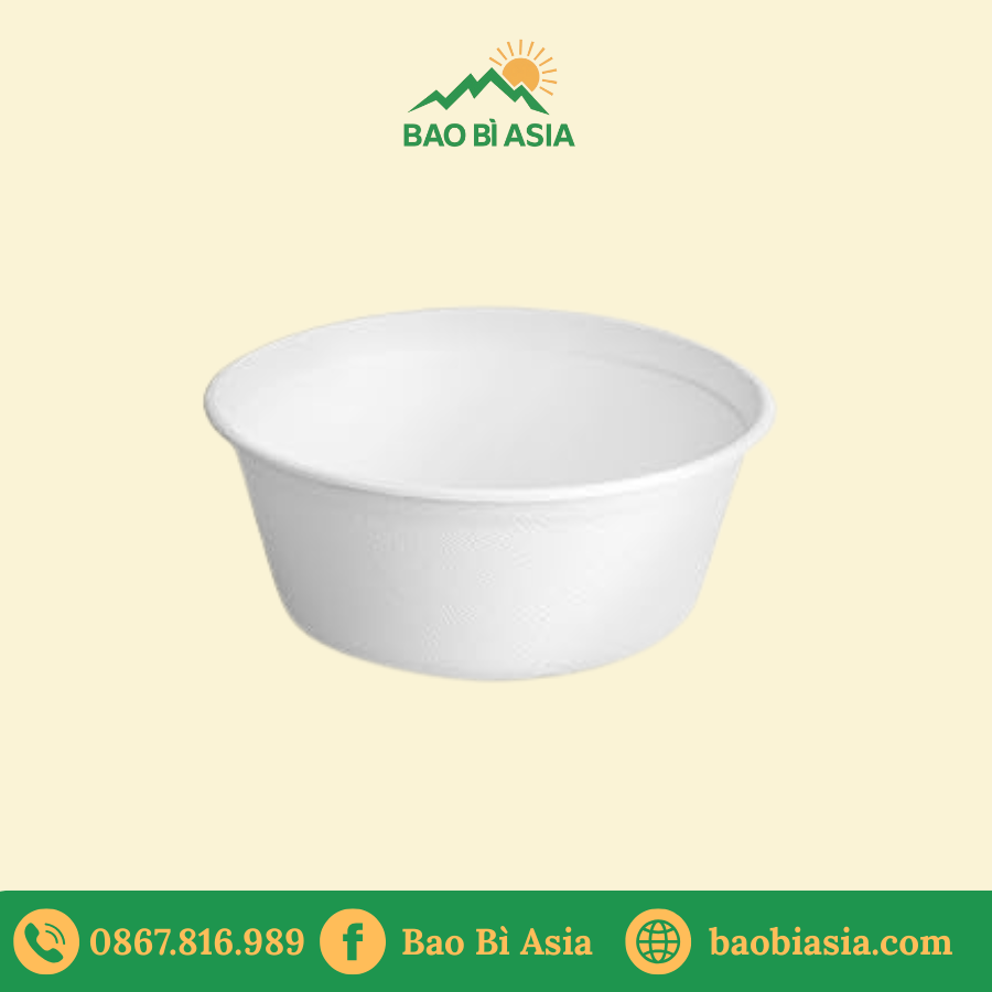 Tô bã mía trắng tròn 850ml (không nắp)