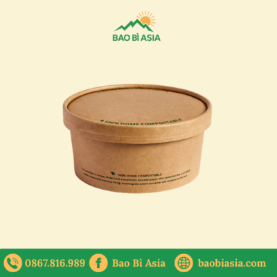 Tô giấy Kraft 1300ml + nắp giấy (không nóng)