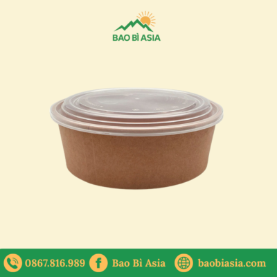 Tô giấy Kraft 1300ml + nắp nhựa (món nóng)