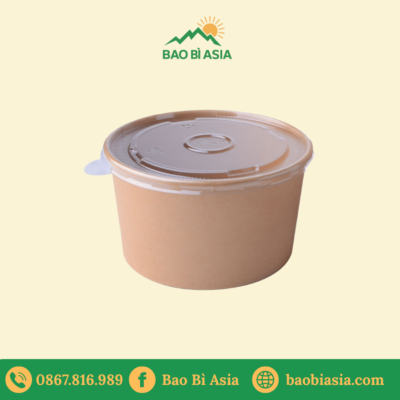 Tô giấy Kraft 150ml + nắp nhựa (món nóng)