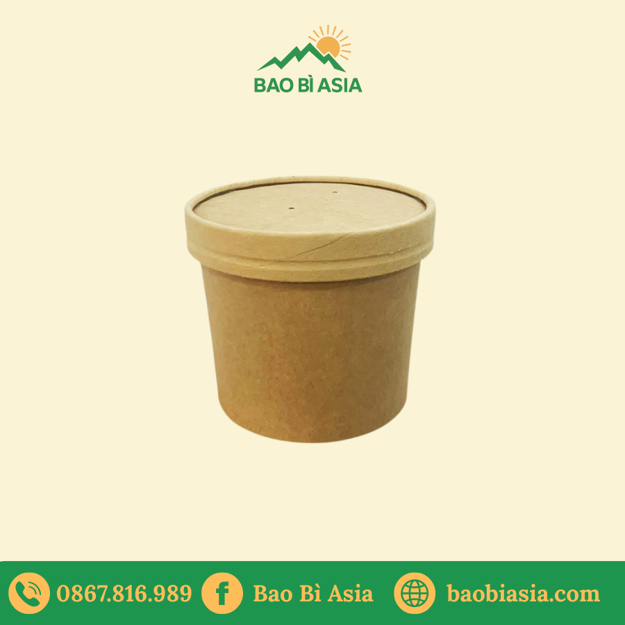 Tô giấy Kraft 250ml + nắp giấy (không nóng)
