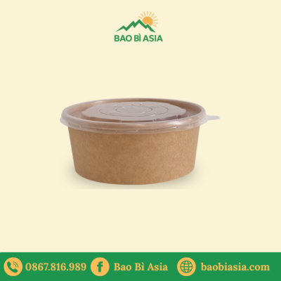 Tô giấy Kraft 360ml + nắp nhựa (món nóng)