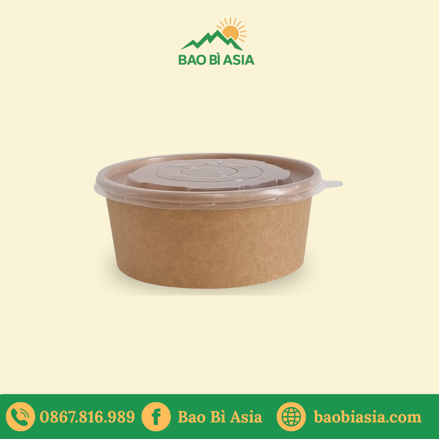 Tô giấy Kraft 360ml + nắp nhựa (món nóng)