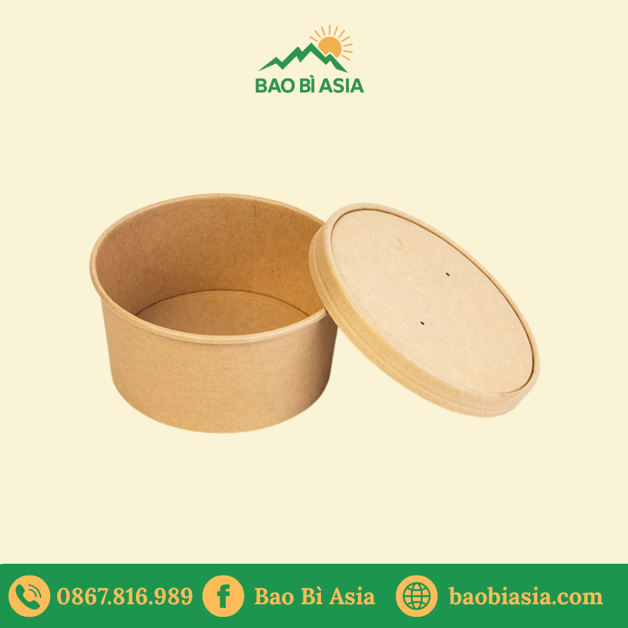 Tô giấy Kraft 500ml + nắp giấy (không nóng)
